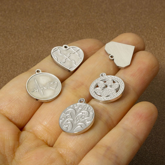 Immagine di 2 Pz 304 Acciaio Inossidabile Charms Geometrica Tono Argento