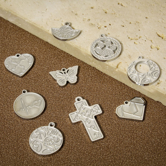 Immagine di 2 Pz 304 Acciaio Inossidabile Charms Geometrica Tono Argento