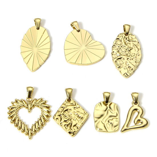 Изображение 1 ШТ вакуумное покрытие 304 Нержавеющая Сталь Подвески геометрический 18K позолоченный