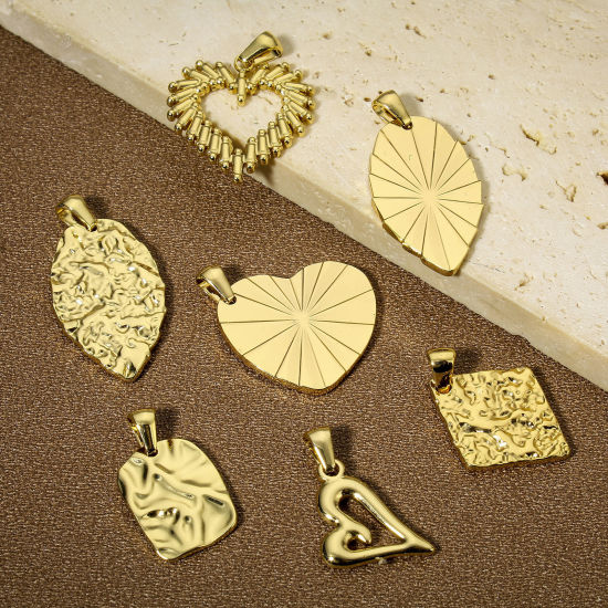 Изображение 1 ШТ вакуумное покрытие 304 Нержавеющая Сталь Подвески геометрический 18K позолоченный