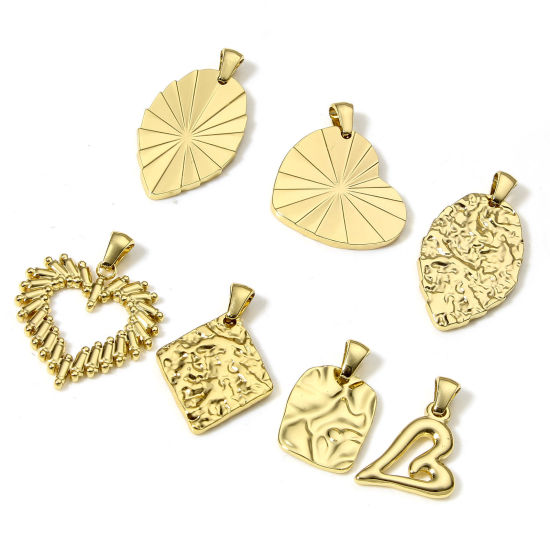 Изображение 1 ШТ вакуумное покрытие 304 Нержавеющая Сталь Подвески геометрический 18K позолоченный