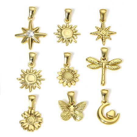 1 Pièce Pendentif Breloque en 304 Acier Inoxydable Placage sous Vide Plaqué Or 18K