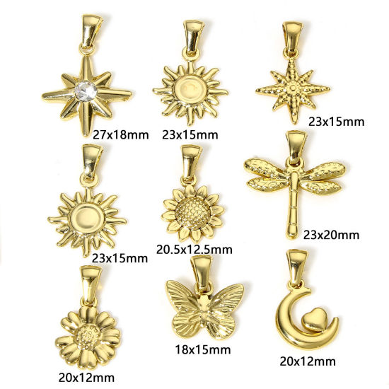 Picture of Vacuum Plating 304 Stainless Steel Charm Pendant 18K Gold Plated