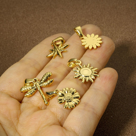 Picture of Vacuum Plating 304 Stainless Steel Charm Pendant 18K Gold Plated