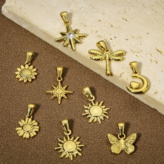 Picture of Vacuum Plating 304 Stainless Steel Charm Pendant 18K Gold Plated