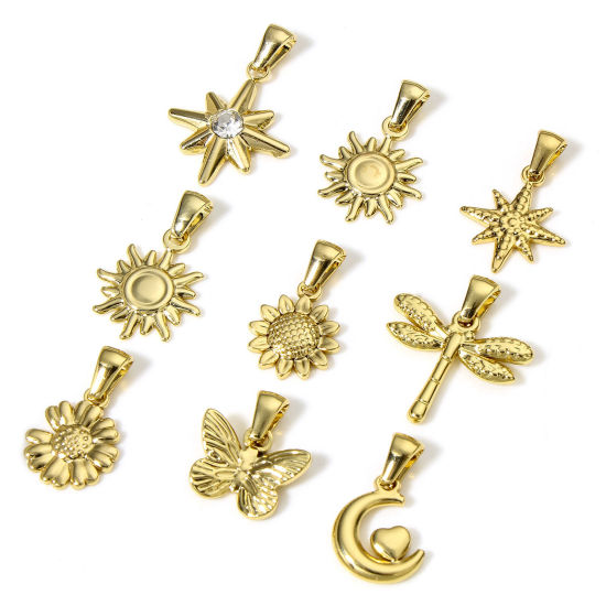 Picture of Vacuum Plating 304 Stainless Steel Charm Pendant 18K Gold Plated