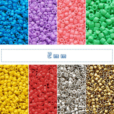 Glass Delica Seed Beads Round Bugle Multicolor Opaque About 2mm Dia.