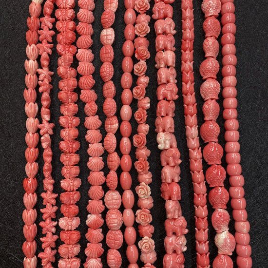 10 個 サンゴ ( 合成 ) ビーズ ペンダント チャーム DIY 手作り ハンドメイド ジュエリー アクセサリーを作る 赤橙色 の画像