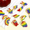 Picture of Zinc Based Alloy Rainbow Pin Brooches Peace Symbol Heart Gold Plated Multicolor Enamel