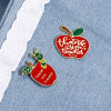 Image de 5 Pcs Broche Epingle en Alliage de Zinc Bijoux d'Ecole Pomme Doré Rouge Émail