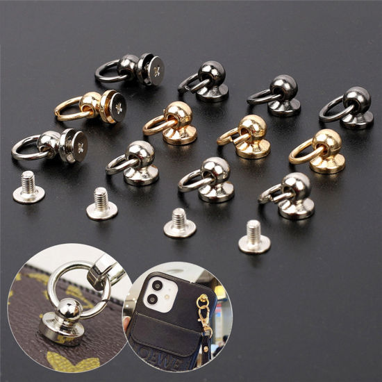 Picture of Alloy DIY Bag Purse Accessories Round Head Rivet Studs with Pull Ring Buckle Assortment Kit for Diy Purse Wallet Phone Case Handbag Rivet Studs Keychain Multicolor Pacifier 15mm x 10mm