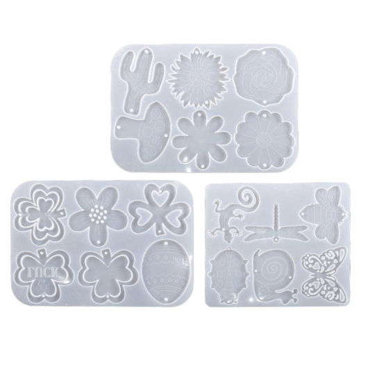 Picture of Silicone Resin Mold For Keychain Necklace Earring Pendant Jewelry DIY Making Rectangle White