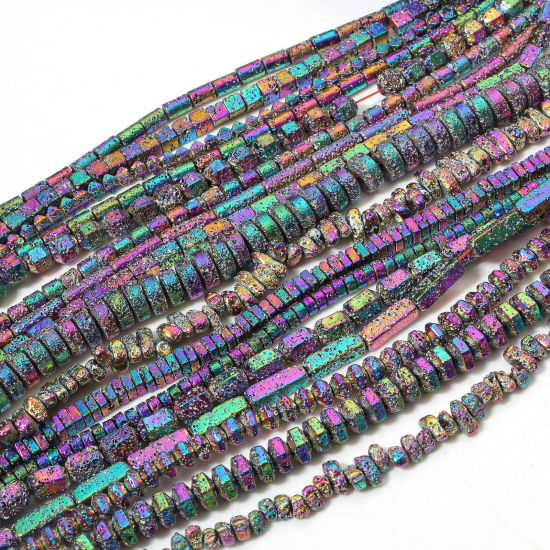 Picture of Hematite ( Natural ) Beads For DIY Jewelry Making Rainbow Color Plated Metallic