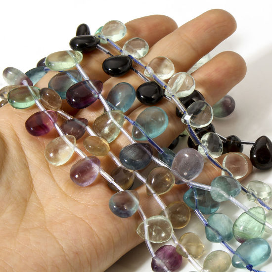 Picture of (Grade A) Fluorite ( Natural ) Beads For DIY Jewelry Making Drop Multicolor