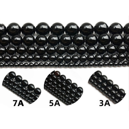 (Grade 3A) Agate ( Natural ) Loose Beads For DIY Jewelry Making Round Black
