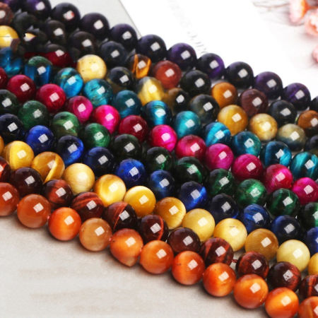 Tiger's Eyes ( Natural Dyed ) Loose Beads For DIY Jewelry Making Round