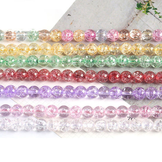 Image de 1 Enfilade Perles pour DIY Fabrication de Bijoux en Cristal ( Synthétique ) Rond Craqué