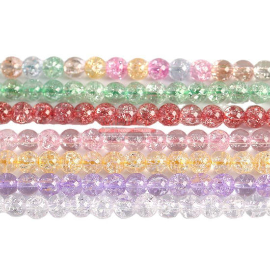 Image de 1 Enfilade Perles pour DIY Fabrication de Bijoux en Cristal ( Synthétique ) Rond Craqué