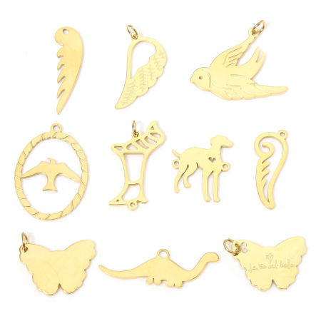 Picture of Eco-friendly Vacuum Plating 304 Stainless Steel Simple Charms Gold Plated Butterfly Animal