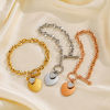 Picture of Eco-friendly Vacuum Plating Stylish Hip-Hop Multicolor 304 Stainless Steel Curb Link Chain Heart Charm Bracelets Unisex Party