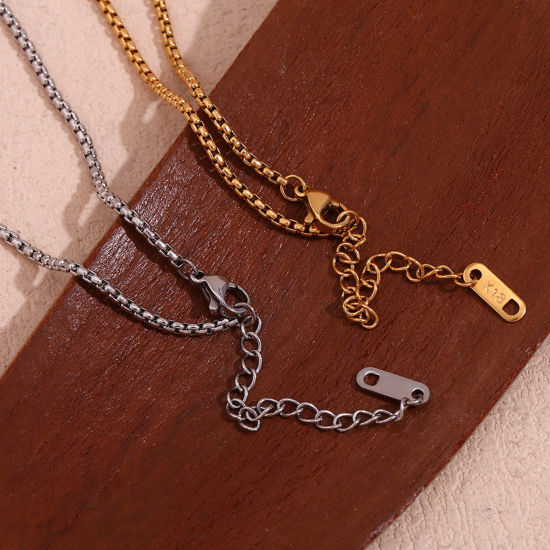 Imagen de 1 Unidad Enchapado al Vacío Ecológico Retro día de San Valentín Oro Real Chapado 316 Acero Inoxidable Link Curb Chain Corazón Estrella Collar con Colgante Para Mujeres Día de San Valentín