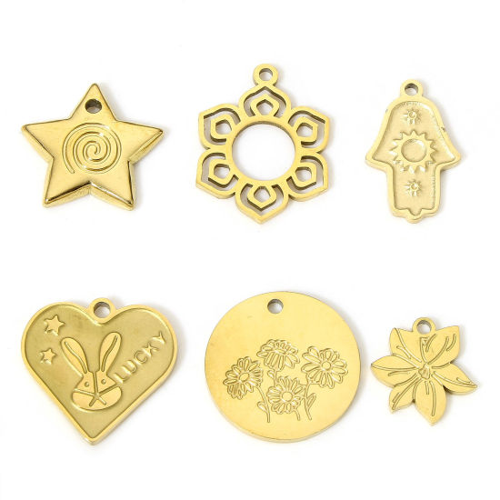 Picture of Eco-friendly 304 Stainless Steel Stylish Charms 18K Real Gold Plated Flower Hollow