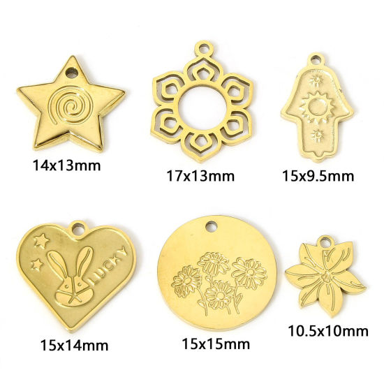 Picture of Eco-friendly 304 Stainless Steel Stylish Charms 18K Real Gold Plated Flower Hollow