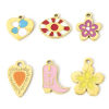 Picture of Eco-friendly 304 Stainless Steel Stylish Charms 18K Real Gold Plated Multicolor Flower Enamel