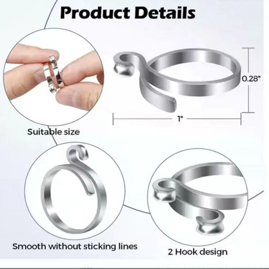 Picture of Zinc Based Alloy Adjustable Knitting Crochet Loop Yarn Guide Finger Ring Silver Tone 25mm