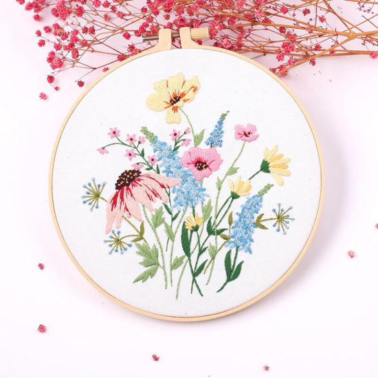 Bild von 1 Set Baumwolle & Linnen DIY Handstickerei Paket Bunt Blumen