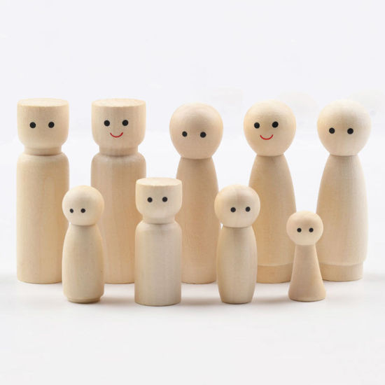 Picture of Wood Unfinished Blank Peg Doll Bodies For DIY Painting Craft Ornament Natural Human