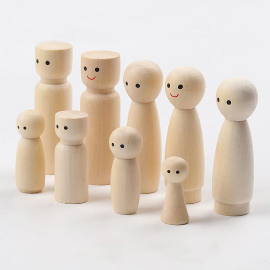 Picture of Wood Unfinished Blank Peg Doll Bodies For DIY Painting Craft Ornament Natural Human