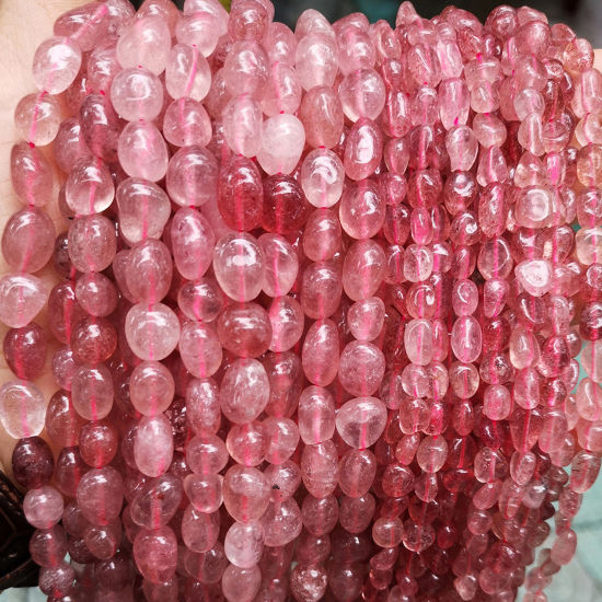 Bild von 1 Strang Erdbeerquarz ( Natur ) Perlen für die Herstellung von DIY-Charme-Schmuck Unregelmäßig