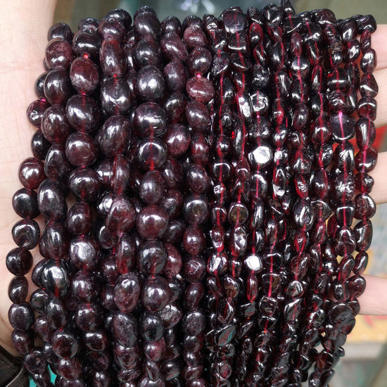 Picture of Garnet ( Natural ) Beads For DIY Jewelry Making Irregular Wine Red