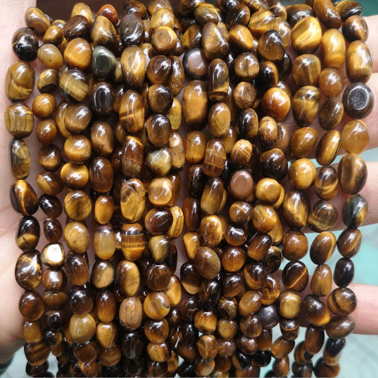 Picture of Tiger's Eyes ( Natural ) Loose Beads For DIY Jewelry Making Irregular Yellow