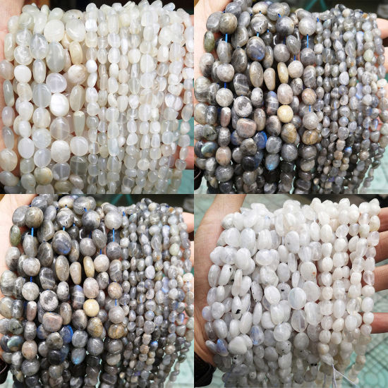 Bild von 1 Strang Mondstein ( Natur ) Perlen für die Herstellung von DIY-Charme-Schmuck Unregelmäßig
