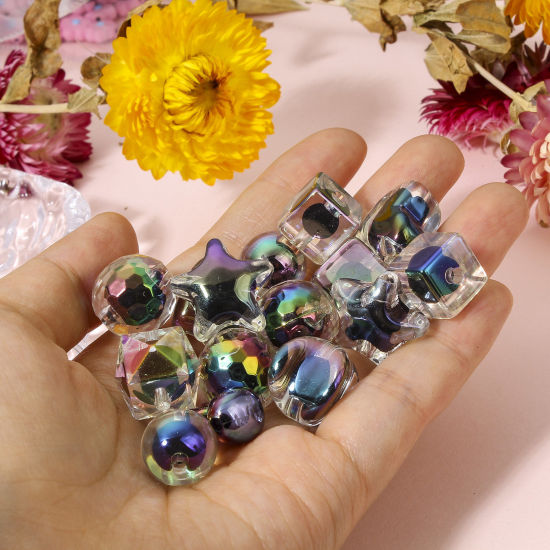 Image de 10 Pcs Perles pour DIY Fabrication de Bijoux en Acrylique Multicolore Etoile Cœur Perles dans perles