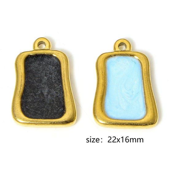 Immagine di 2 Pz 304 Acciaio Inossidabile Charms Rettangolo Placcato Oro 18K Smalto 22mm x 16mm