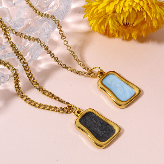 Immagine di 2 Pz 304 Acciaio Inossidabile Charms Rettangolo Placcato Oro 18K Smalto 22mm x 16mm