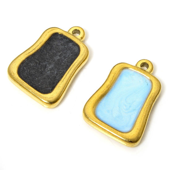 Immagine di 2 Pz 304 Acciaio Inossidabile Charms Rettangolo Placcato Oro 18K Smalto 22mm x 16mm