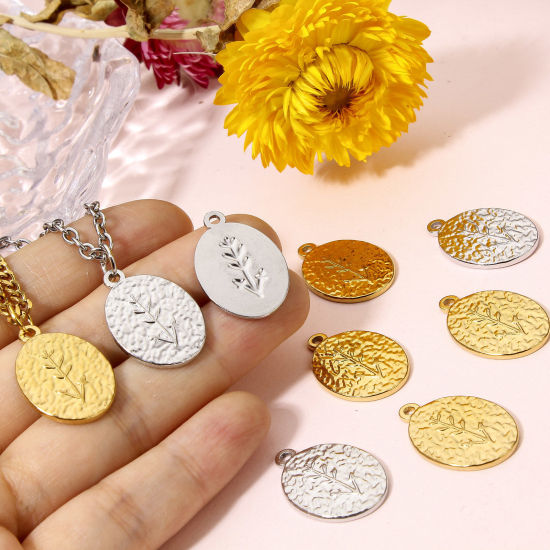 Изображение 2 ШТ 304 Нержавеющая Сталь Подвески Колос Овальные Эффект Мрамора 23мм x 16мм