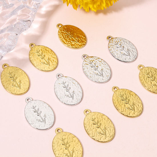 Изображение 2 ШТ 304 Нержавеющая Сталь Подвески Колос Овальные Эффект Мрамора 23мм x 16мм