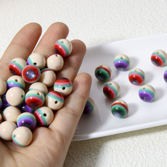Picture of Resin Anatomy Jewerly Spacer Beads For DIY Charm Jewelry Making Round Multicolor Eye Pattern About 12mm Dia, Hole: Approx 1.8mm