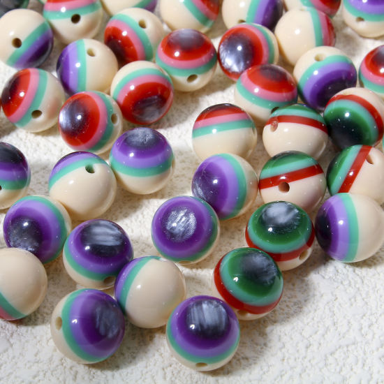 Picture of Resin Anatomy Jewerly Spacer Beads For DIY Charm Jewelry Making Round Multicolor Eye Pattern About 12mm Dia, Hole: Approx 1.8mm