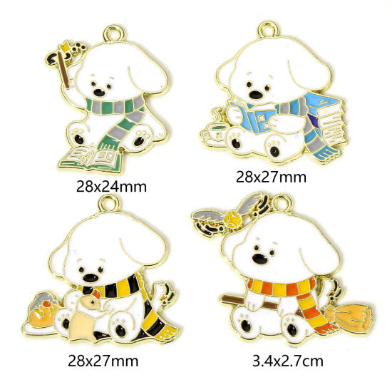 Picture of Zinc Based Alloy Charms Gold Plated Multicolor Dog Animal Enamel