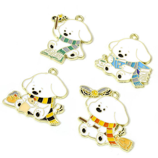 Picture of Zinc Based Alloy Charms Gold Plated Multicolor Dog Animal Enamel