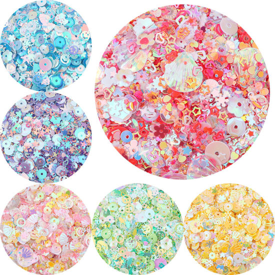 Picture of 1 Packet PET Sequins Paillettes Sewing Clothes Decoration Nail Material DIY  Accessory At Random Mixed Multicolor