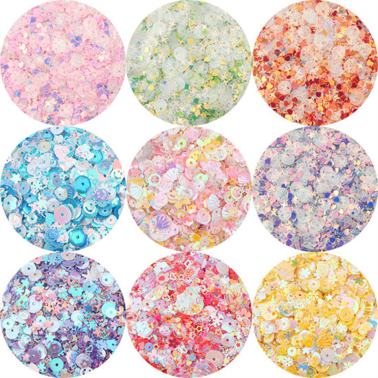 Picture of 1 Packet PET Sequins Paillettes Sewing Clothes Decoration Nail Material DIY  Accessory At Random Mixed Multicolor