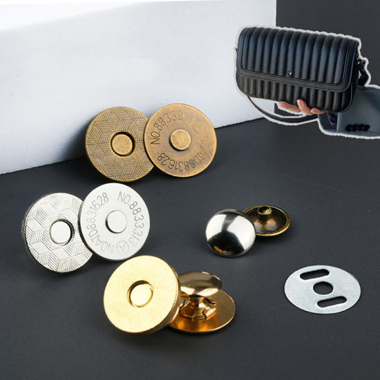 Bild von 10 Sets Legierung Magnetische Knopf-Druckknöpfe, Verschlüsse für Taschen, Handtaschen, Geldbörsen, DIY-Bastelzubehör Rund Bunt