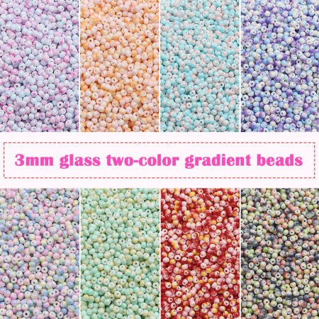 10 Грамм Семя Стеклянные Семя Бисеры Круглая колонна Разноцветный Цвет градиента Примерно 3мм диаметр